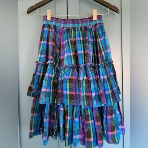 Vintage Tiered Ruffle Plaid Skirt